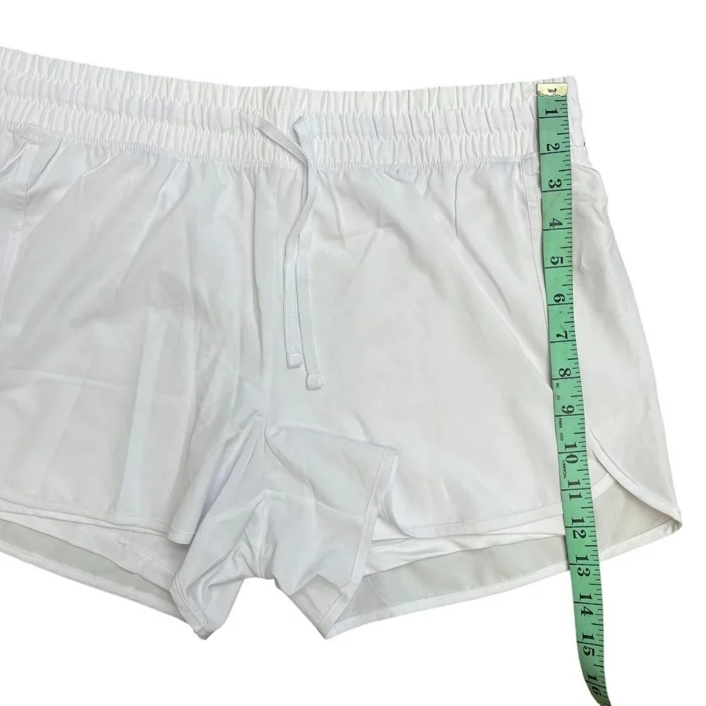 Velocity Women White Lined Shorts Drawstring Pull On Athletic Lifestyle New L - Picture 4 of 10